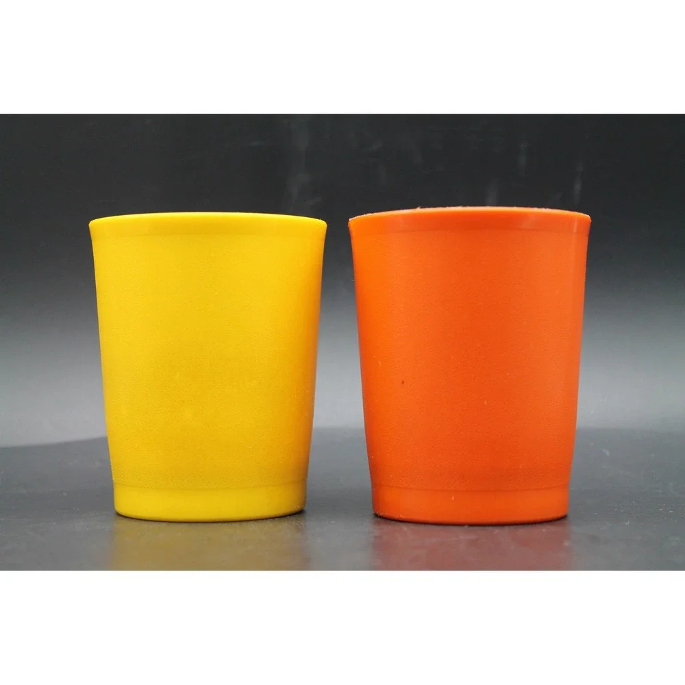 Vintage Tupperware Tumblers Set of 2 Orange Yellow Made in USA 3.5